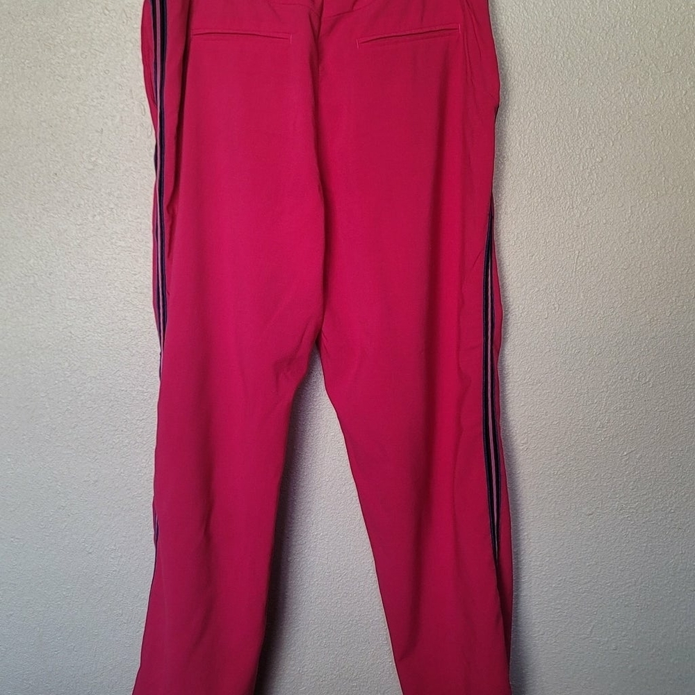 Rag & Bone Oman Pants Women's Sz 12 Hot Pink Wool Grosgrain Ribbon Tuxedo Stripe - Picture 2 of 8